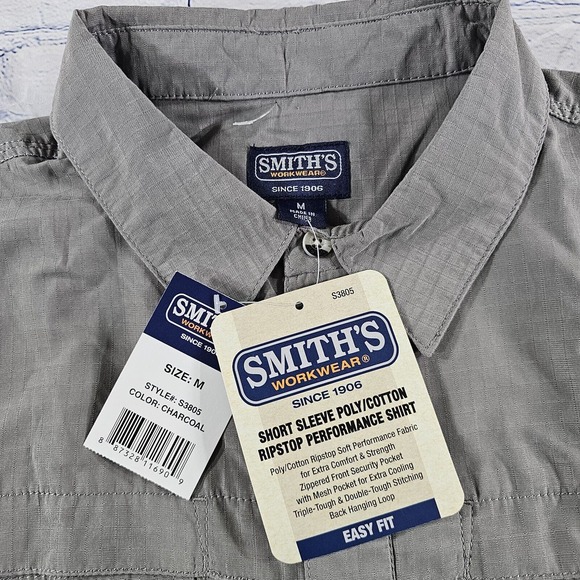 Smith's Workwear Ripstop Hiking Shirt Button Gray MENS SIZE M - Picture 4 of 6